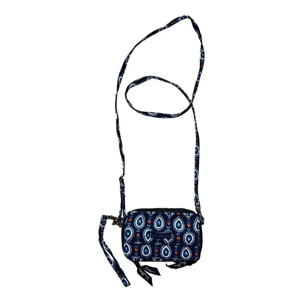 Vera Bradley Marrakesh Motifs All in One Crossbody & Wristlet Navy Blue EUC